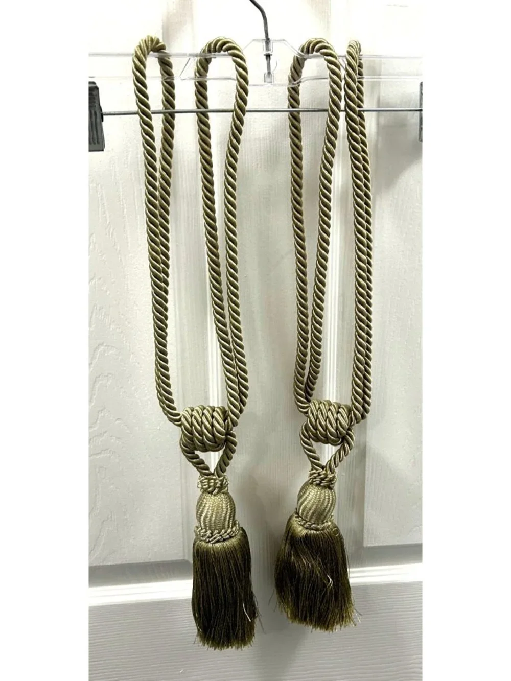 Large Luxury Curtain Tassels Tiebacks Polyester Silk Sage Green 21